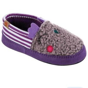 Acorn Moc Critter Iris Owl Purple Stripe Slippers Size 1/2